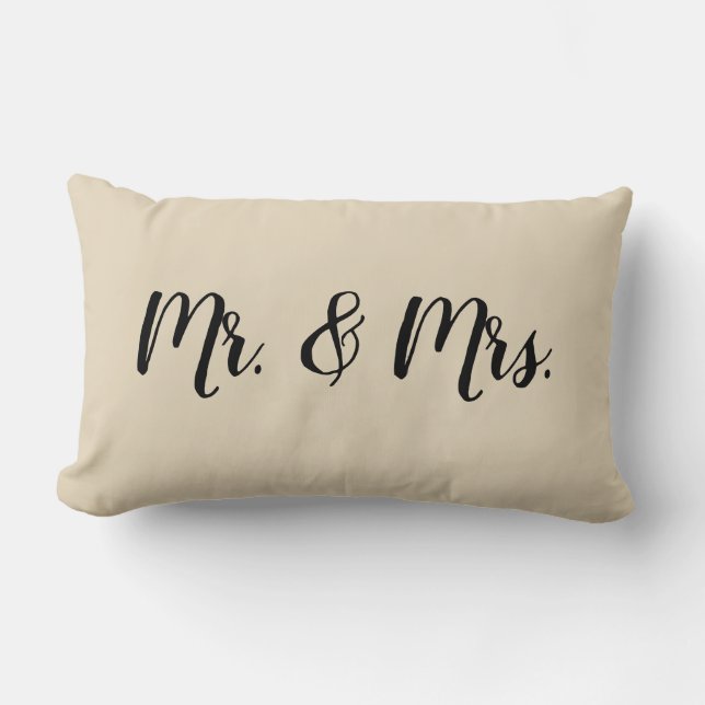 Almofada Lombar Travesseiro de Casamento Quarto Mr e Mrs Script (Frente)