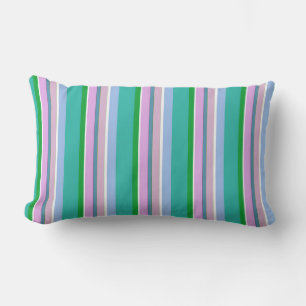 Almofada Lombar Travesseiro de faixas rosa suave, azul e verde