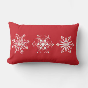 Almofada Lombar Travesseiro de inverno vermelho com flocos de neve
