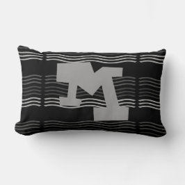 Almofada Lombar Travesseiro de Monograma de Onda Geométrica legal