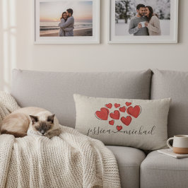 Almofada Lombar Travesseiro de Nomes Personalizados de Corações Ro