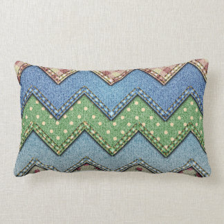 Almofada Lombar Travesseiro de padrão de patch de jeans Denim