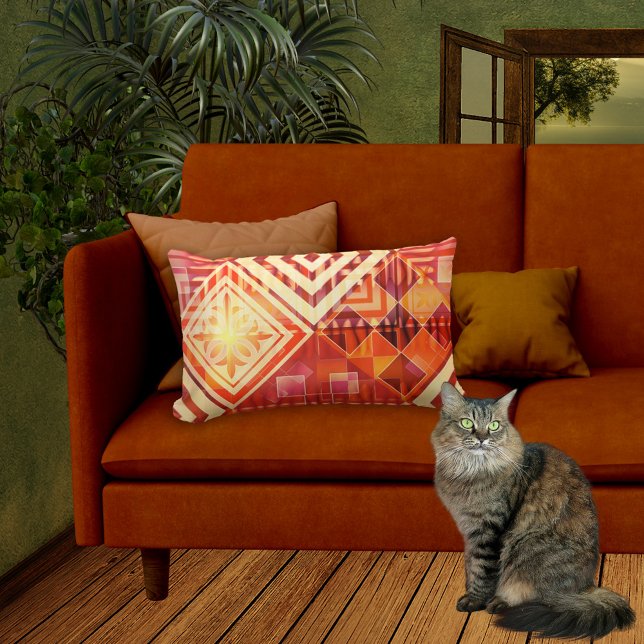 Almofada Lombar Travesseiro de Padrão Geométrico Abstrato Vermelho (Criador carregado)