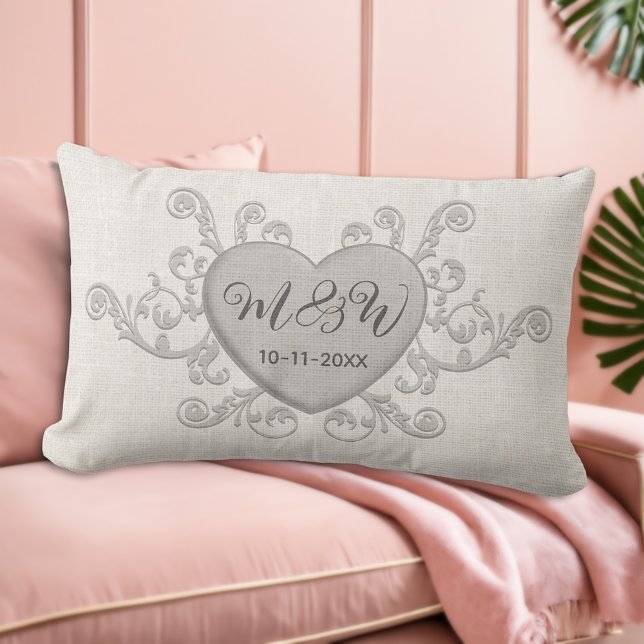 Almofada Lombar Travesseiro de Presente de Casamento com Monograma (A Timeless Keepsake: Elegant Personalized Wedding Pillow 💑🕊️)