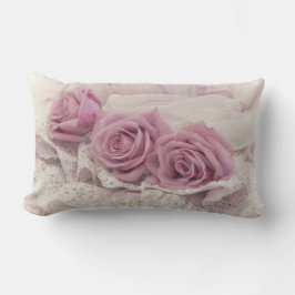 Almofada Lombar Travesseiro de rosas e renda com natureza-morta