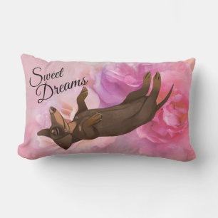 Almofada Lombar Travesseiro de Sonhos Doce de Rosas Rosa Dachshund