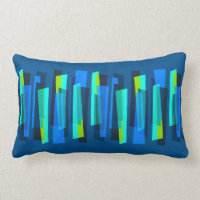 Travesseiro decorativo abstrato azul e verde retro