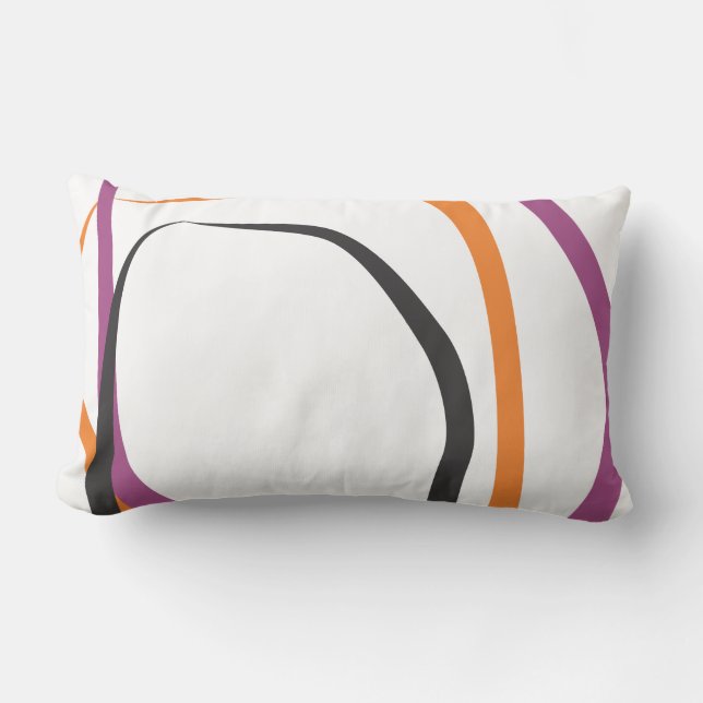 Almofada Lombar Travesseiro decorativo Branco com Acentos de Roxo  (Frente)