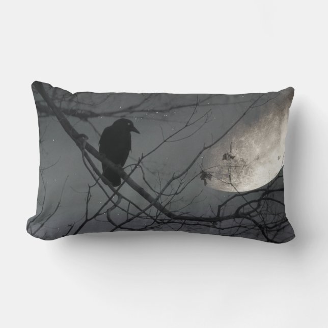 Almofada Lombar Travesseiro decorativo Celestial Moon Crow (Frente)