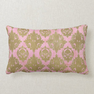 Almofada Lombar Travesseiro decorativo cor-de-rosa e Dourado