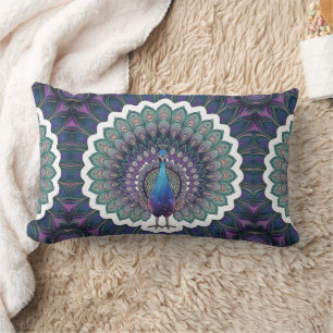 Almofada Lombar Travesseiro decorativo Cosmic Peacock Mandala
