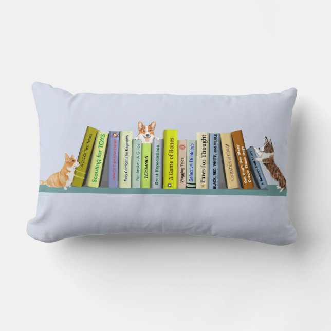 Almofada Lombar Travesseiro decorativo da Biblioteca Corgi (Frente)