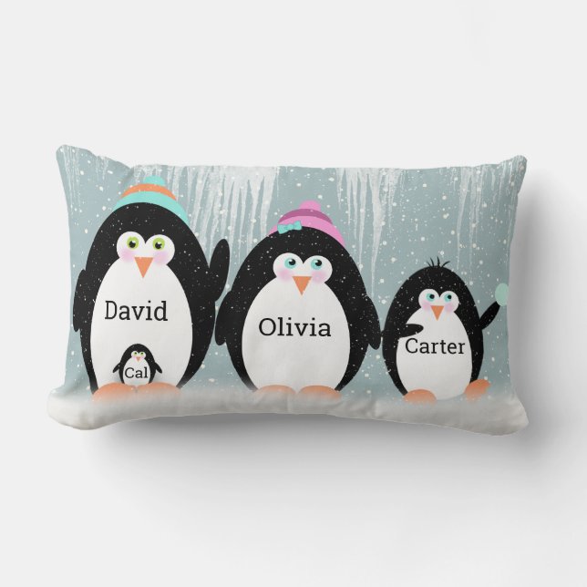 Almofada Lombar Travesseiro decorativo da família Penguin (Frente)