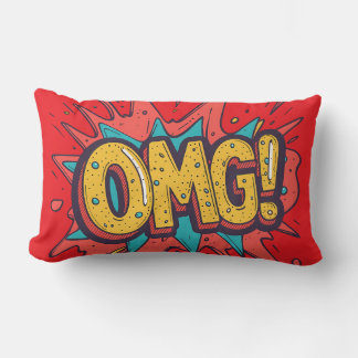 Almofada Lombar Travesseiro Decorativo de Arte Pop “OMG!” de Quadr