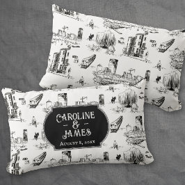 Almofada Lombar Travesseiro decorativo de Boston Toile Personaliza