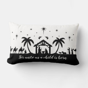 Almofada Lombar Travesseiro decorativo de cena da Natividade preto