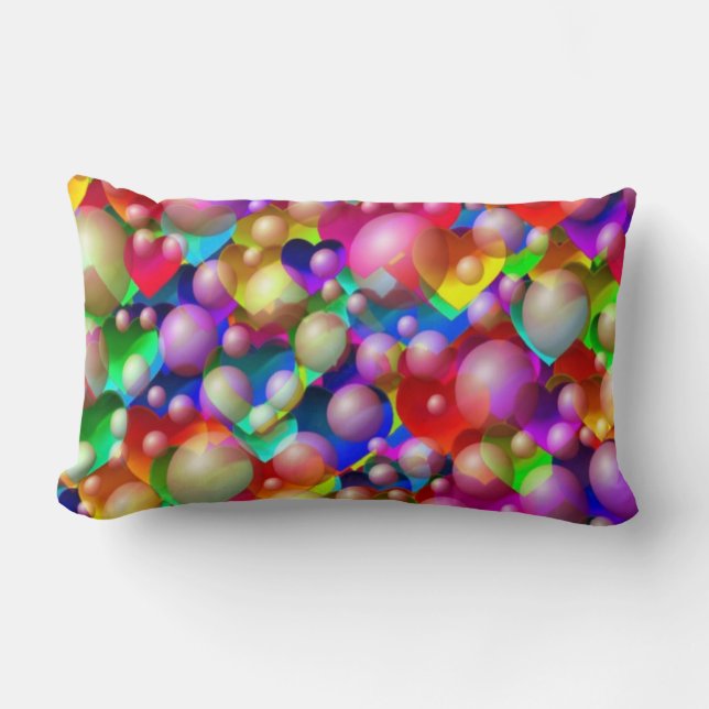 Almofada Lombar Travesseiro decorativo de Corações e Bolhas (Frente)