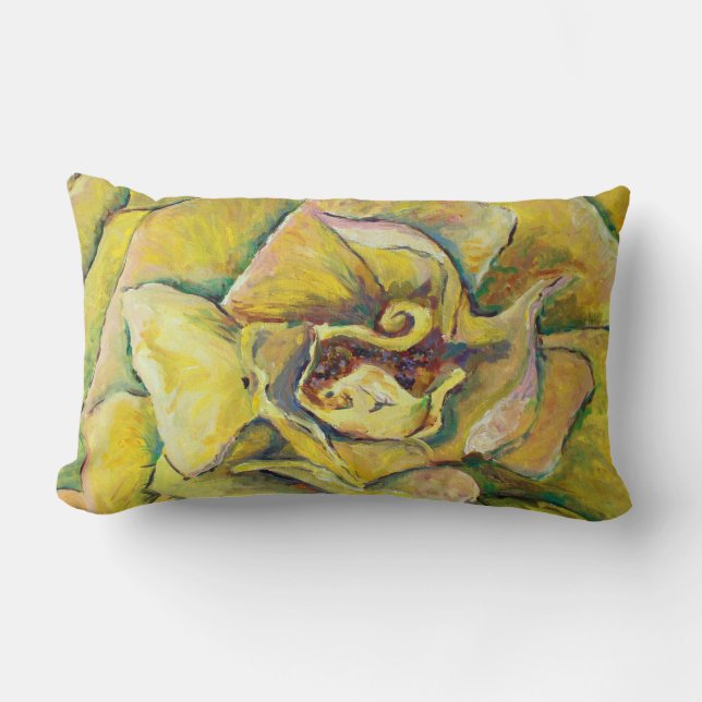 Almofada Lombar Travesseiro decorativo de espiral de rosa amarela (Frente)