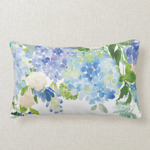 Almofada Lombar Travesseiro decorativo de Flor de Hydrangea Azul