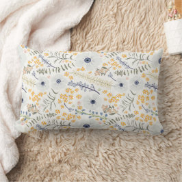 Almofada Lombar Travesseiro decorativo de Flores Verde Azul Amarel