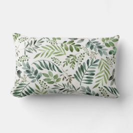 Almofada Lombar Travesseiro decorativo de Folhas Botânicas de Aqua