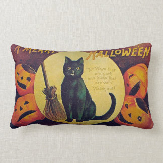 Almofada Lombar Travesseiro decorativo de Gato Preto Vintage Hallo