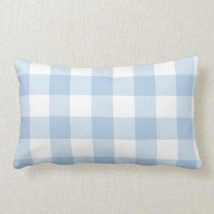 Almofada Lombar Travesseiro decorativo de Gingham Azul Claro