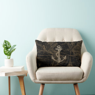 Almofada Lombar Travesseiro decorativo do Mapa Mundial da Âncora N