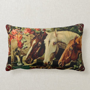 Almofada Lombar Travesseiro decorativo dos cavalos do vintage