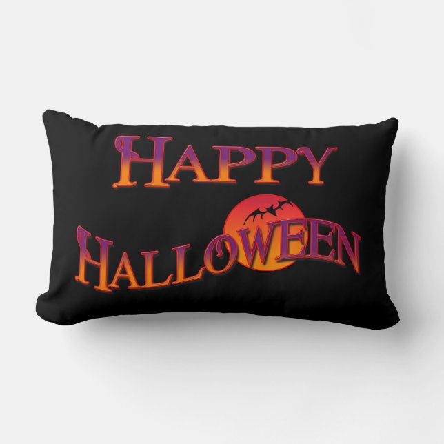Almofada Lombar Travesseiro decorativo Feliz de Halloween (Frente)
