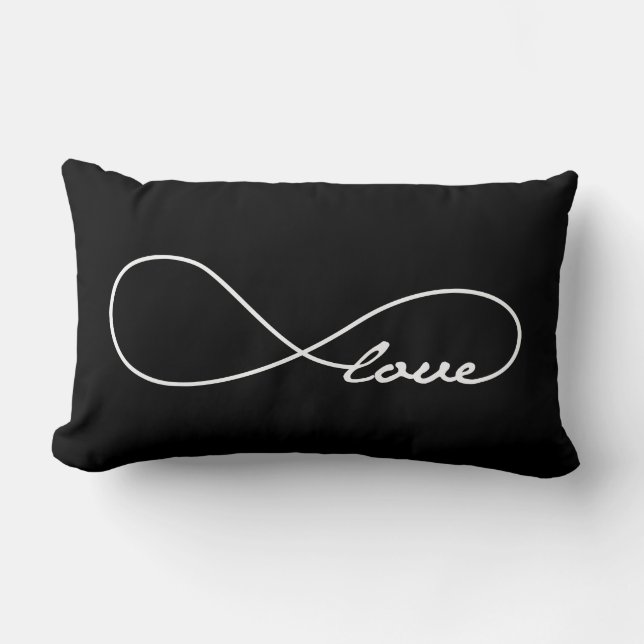 Almofada Lombar Travesseiro decorativo Infinito do Amor Negro (Frente)