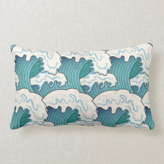 Almofada Lombar Travesseiro decorativo lombar de ondas japonês