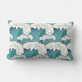 Almofada Lombar Travesseiro decorativo lombar de ondas japonês