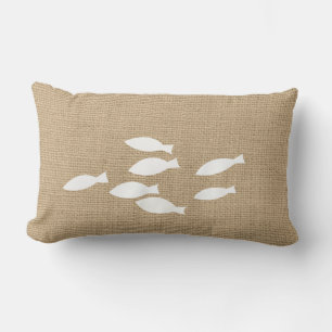 Almofada Lombar Travesseiro decorativo náutico Faux Burlap com Pei