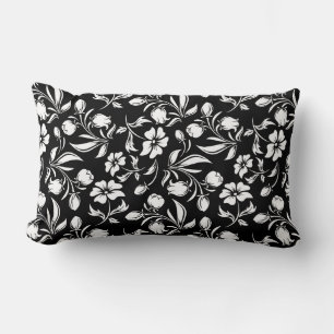 Almofada Lombar Travesseiro decorativo Preto e Branco Floral