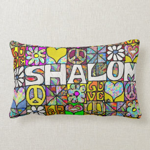 Almofada Lombar Travesseiro decorativo Psicodélico Shalom LOVE ret