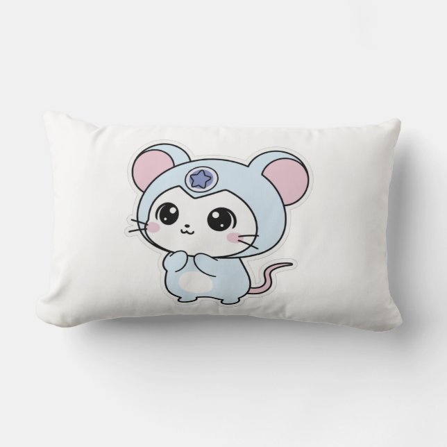 Almofada Lombar Travesseiro Decorativo Ratinho fofo e adorável (Frente)