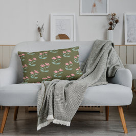 Almofada Lombar Travesseiro decorativo Rosa Verde Sage