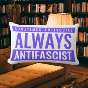 Almofada Lombar Travesseiro decorativo Sempre Antifascista - Azul 