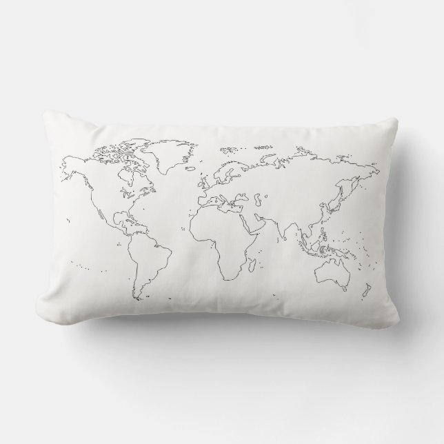 Almofada Lombar Travesseiro do algodão do mapa do mundo (Front)