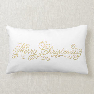 Almofada Lombar Travesseiro Dourado do feriado do Feliz Natal da