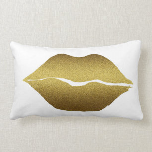 Almofada Lombar Travesseiro dourado dos lábios