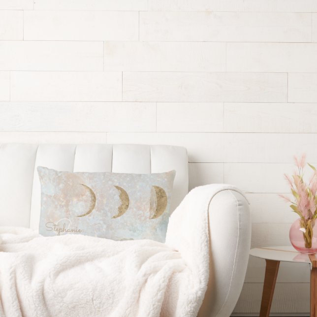 Almofada Lombar Travesseiro Elegante de Monograma da Lua Celestial (Sofá)