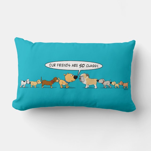 Almofada Lombar Travesseiro engraçado dos cães Sniffing do bumbum (Frente)