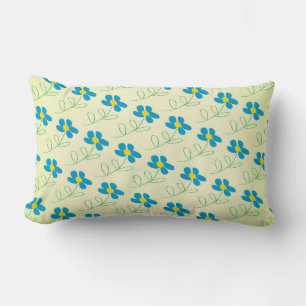 Almofada Lombar Travesseiro Floral Azul-Cento