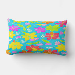 Almofada Lombar Travesseiro Floral Azul - Cushion Decorativo Color