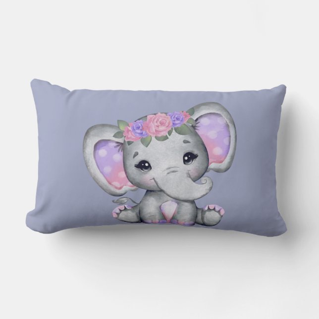 Almofada Lombar Travesseiro Floral Crown Elephant (Frente)