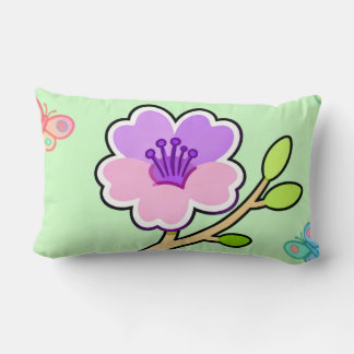 Almofada Lombar Travesseiro Floral e Borboleta