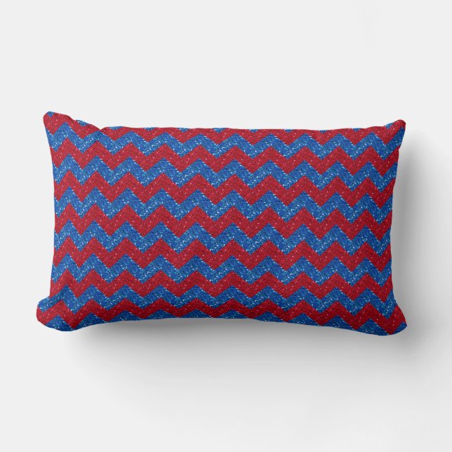 Almofada Lombar Travesseiro Glitter Chevron Patriótico (Frente)
