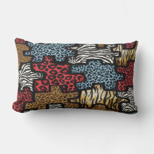 Almofada Lombar TRAVESSEIRO-Impressão RAB Rockabilly Leopard Zebra